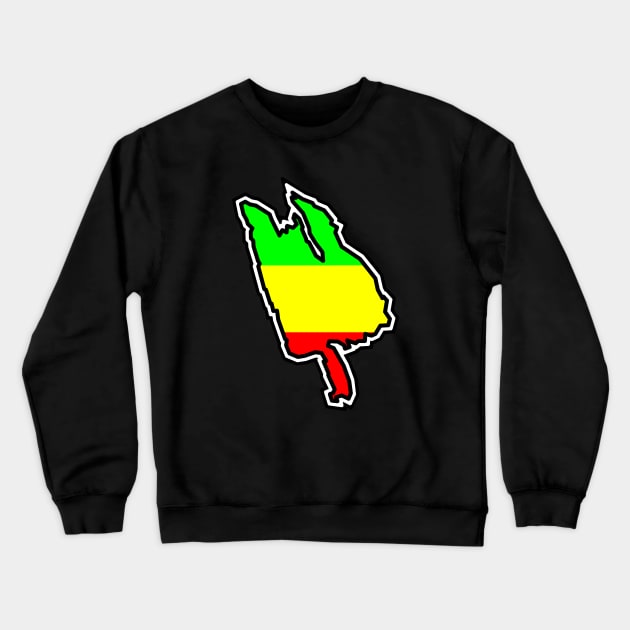Thetis Island Silhouette in Rastafarian Flag Colours - Rasta - Thetis Island Crewneck Sweatshirt by Bleeding Red Paint